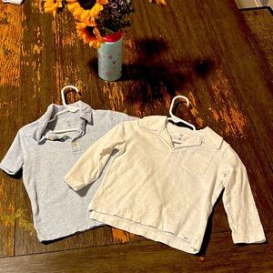 GAP Kids 2x 2T Button Down Shirts - 1xLight Blue SSS and 1xCream LSS. ExltCndtn